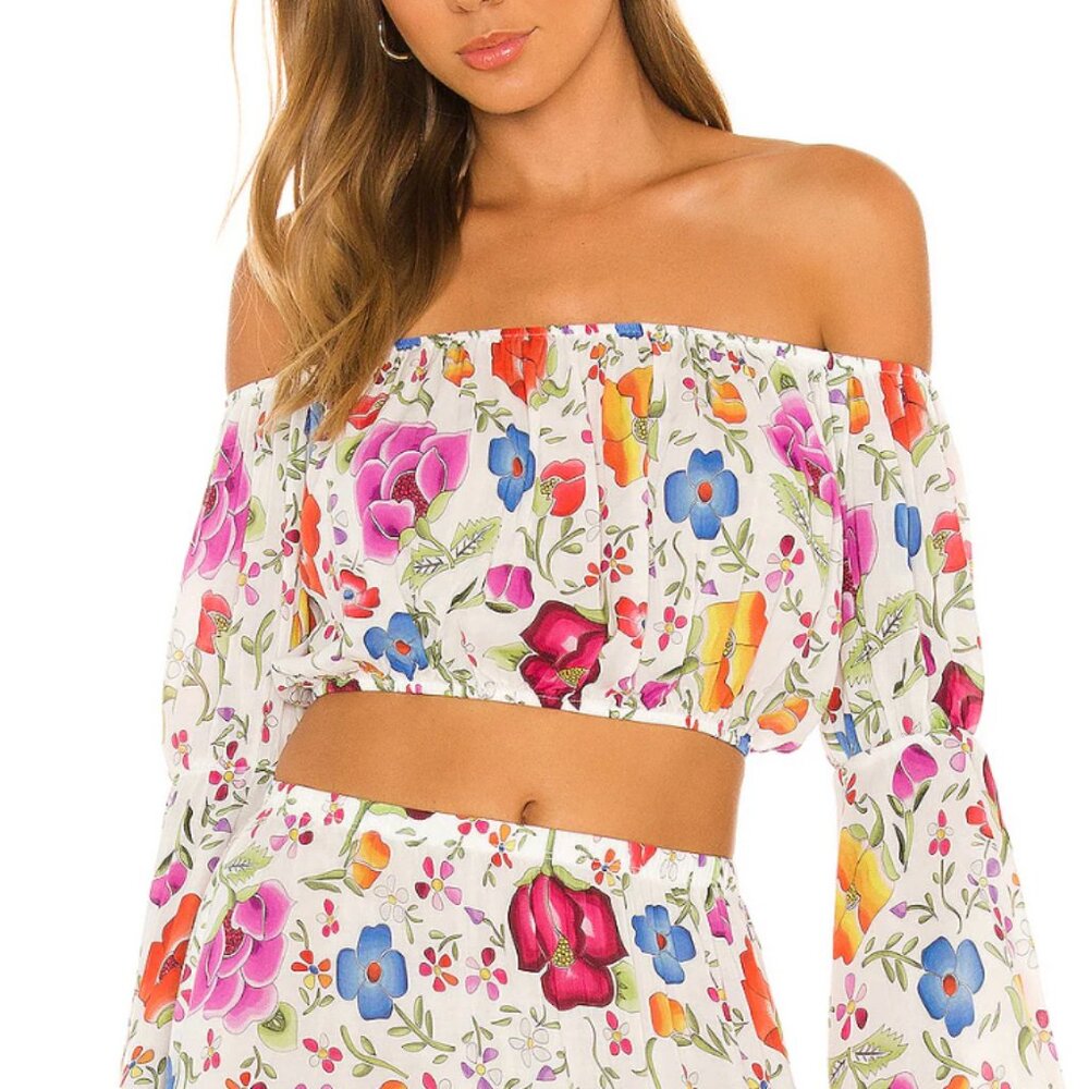 NWT Luli Fama Off The Shoulder Flare Sleeve Top Large